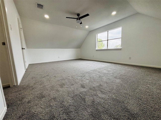 16246 Los Altos Dr, Houston, TX 77083 - additional living space featuring ceiling fan, lofted ceiling, carpet flooring, and recessed lighting