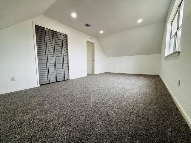 16246 Los Altos Dr, Houston, TX 77083 - additional living space with lofted ceiling, carpet flooring, and recessed lighting