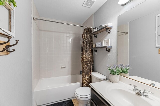 8315 Egret Bay Cir, Baytown, TX 77523 - full bathroom with shower / tub combo, vanity, and tile patterned flooring