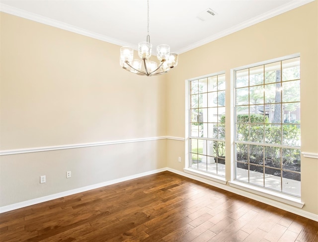 19327 Dickson Park Dr, Spring, TX 77373 - unfurnished room featuring a chandelier, dark wood-style floors, and crown molding