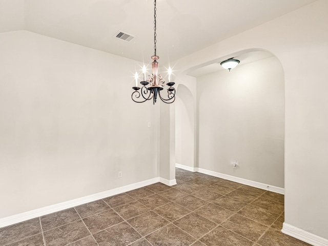 10163 Rose Willow Ln, Brookshire, TX 77423 - unfurnished room with a chandelier and arched walkways