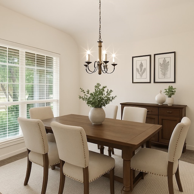 10163 Rose Willow Ln, Brookshire, TX 77423 - dining area with a chandelier and light colored carpet