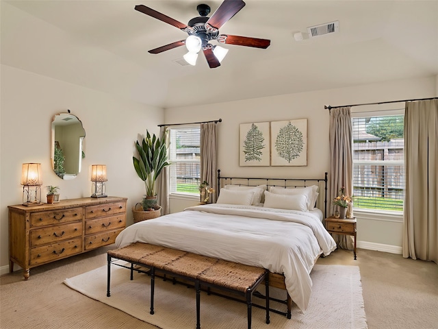 10163 Rose Willow Ln, Brookshire, TX 77423 - bedroom featuring light carpet, multiple windows, and ceiling fan