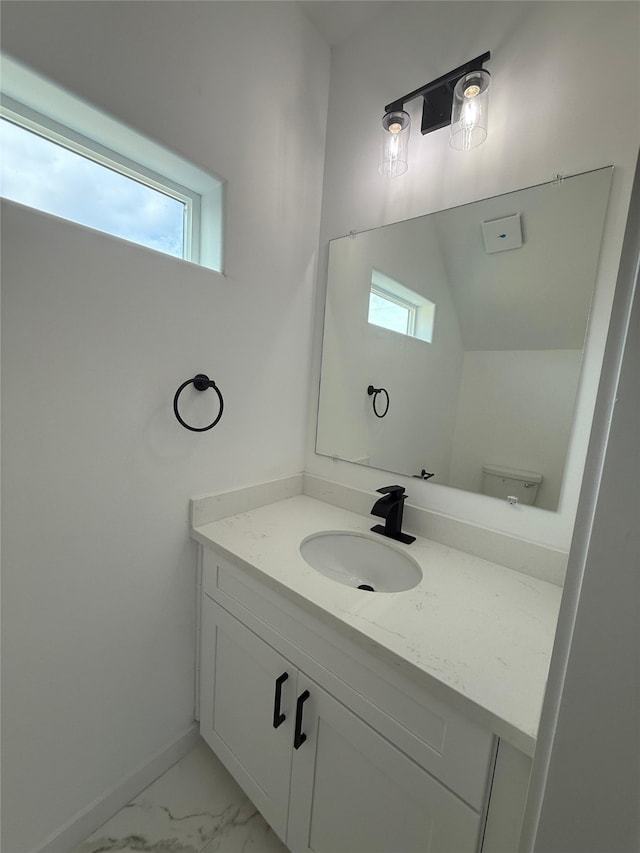8601 Wileyvale Rd, Houston, TX 77016 - bathroom featuring vanity and marble finish flooring