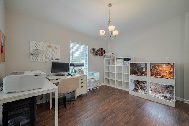 12005 Green Falls Dr, Pearland, TX 77584 - home office with a chandelier and wood finished floors