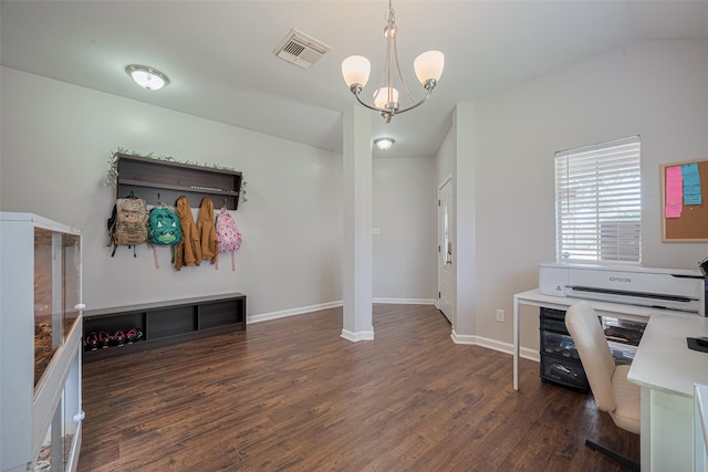 12005 Green Falls Dr, Pearland, TX 77584 - office space with wood finished floors and a chandelier