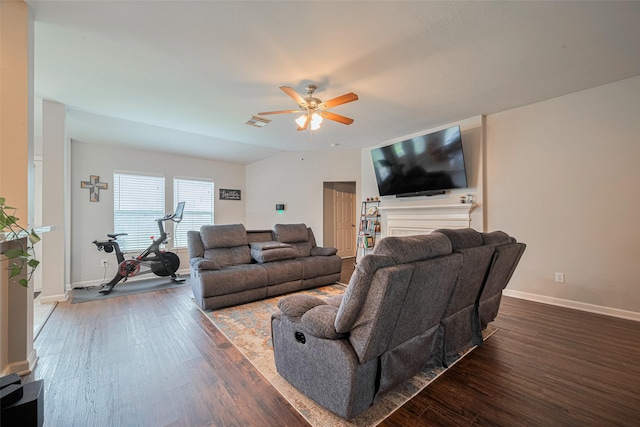 12005 Green Falls Dr, Pearland, TX 77584 - living area with wood finished floors and ceiling fan