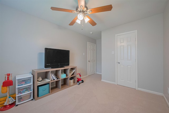 12005 Green Falls Dr, Pearland, TX 77584 - playroom with carpet and a ceiling fan