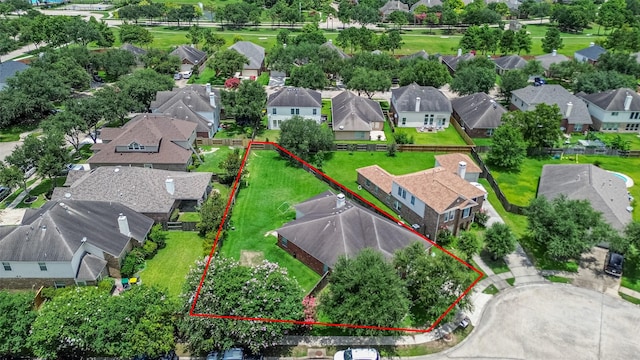 12005 Green Falls Dr, Pearland, TX 77584 - aerial perspective of suburban area with property parcel outlined