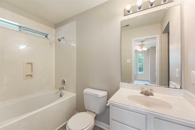 1019 Sawgrass Ridge Ln, Houston, TX 77073 - bathroom with vanity, tub / shower combination, and ceiling fan