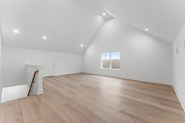 4403 Feagan, Houston, TX 77007 - bonus room with lofted ceiling, light wood-style flooring, and recessed lighting