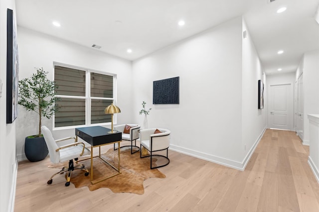 4403 Feagan, Houston, TX 77007 - office area featuring light wood-style floors and recessed lighting