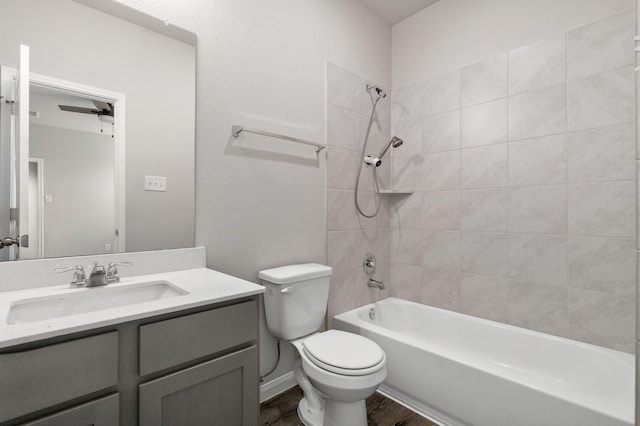 2580 Westslope Dr, Conroe, TX 77384 - full bathroom with vanity,  shower combination, and wood finished floors