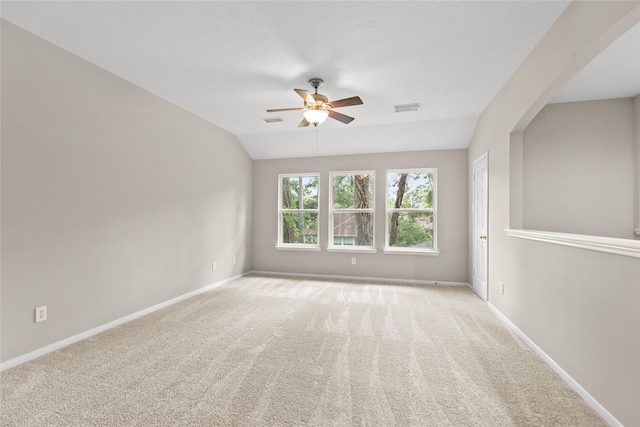 14427 Wickhurst Pl, Cypress, TX 77429 - unfurnished room featuring ceiling fan, carpet floors, and vaulted ceiling