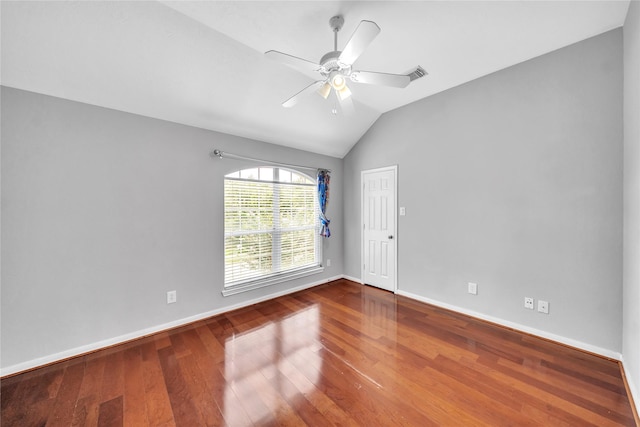 21142 Granite Trail Ln, Richmond, TX 77407 - spare room with vaulted ceiling, wood finished floors, and ceiling fan