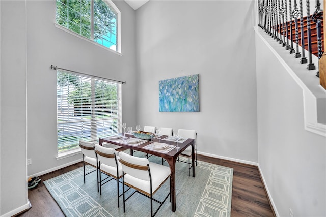 21142 Granite Trail Ln, Richmond, TX 77407 - dining area featuring plenty of natural light, wood finished floors, and a towering ceiling