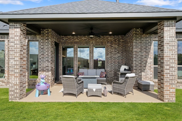 29726 Smoky Ridge Rd, Fulshear, TX 77441 - view of patio featuring an outdoor living space and a grill