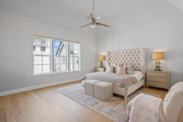 1217 Timbergrove Acres St, Houston, TX 77008 - bedroom with wood finished floors, a ceiling fan, and vaulted ceiling