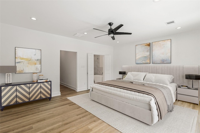 7411 Charlie St, Houston, TX 77088 - bedroom featuring wood finished floors, recessed lighting, and a ceiling fan