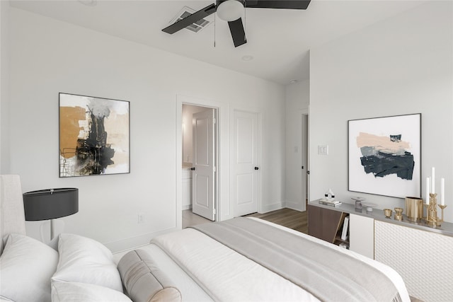 7411 Charlie St, Houston, TX 77088 - bedroom with ensuite bath and ceiling fan