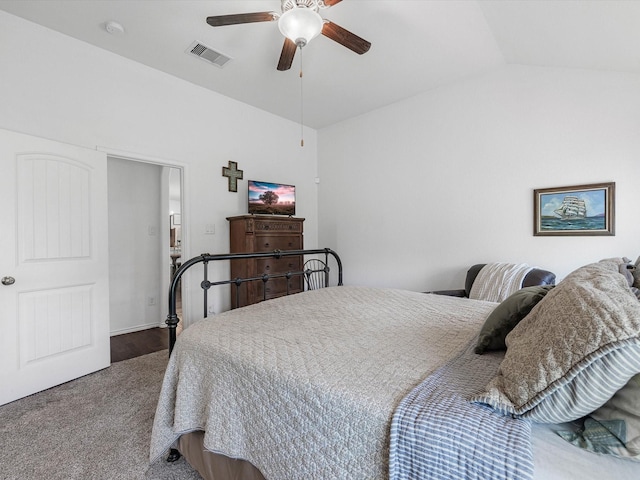 3327 Jane Way, Richmond, TX 77406 - bedroom with lofted ceiling, carpet, and a ceiling fan