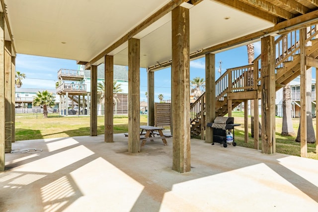 1214 Fort Velasco Dr, Surfside Beach, TX 77541 - view of patio / terrace featuring stairs and area for grilling