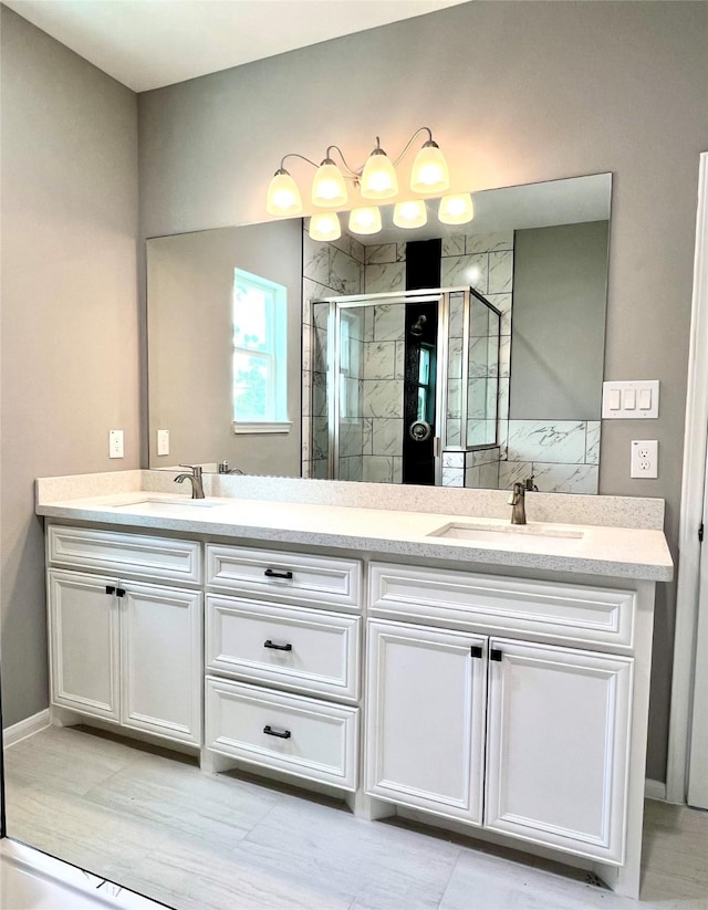 153 Treasure Dr, Houston, TX 77076 - bathroom with a stall shower and double vanity
