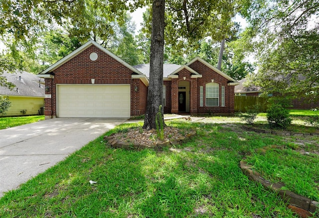 105 N Hollylaurel Cir, The Woodlands, TX 77382 - view of front of home with an attached garage, driveway, and brick siding