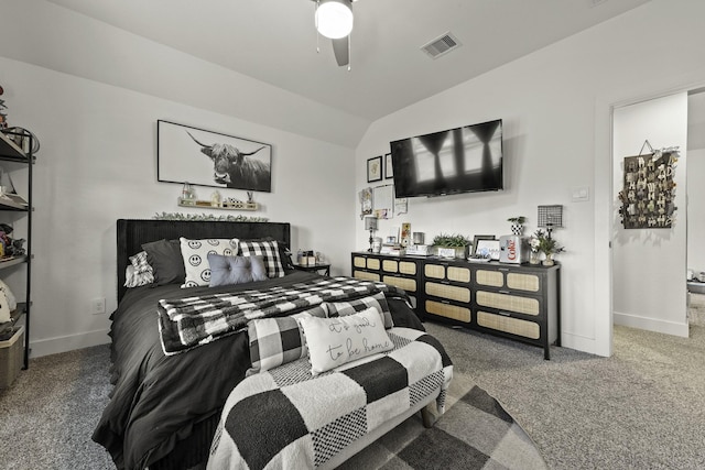 10009 Gray Jay Ct, Conroe, TX 77384 - carpeted bedroom with lofted ceiling and ceiling fan