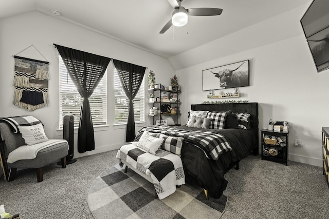 10009 Gray Jay Ct, Conroe, TX 77384 - carpeted bedroom with lofted ceiling and ceiling fan
