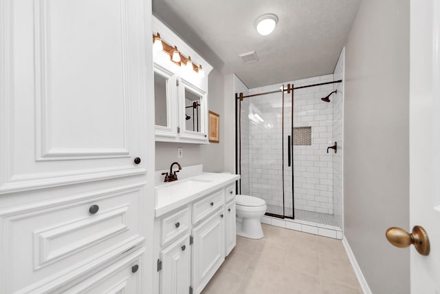 5874 Natchez Trce, Baytown, TX 77523 - bathroom with vanity, a stall shower, and tile patterned floors