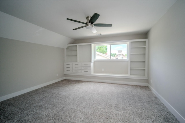 7710 Meadowvale Dr, Houston, TX 77063 - bonus room with carpet, ceiling fan, built in features, and lofted ceiling