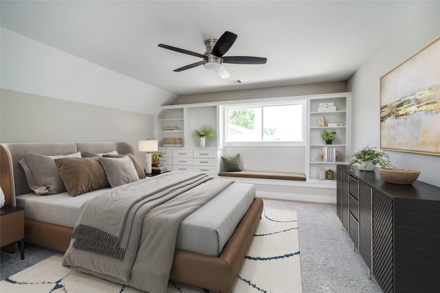 7710 Meadowvale Dr, Houston, TX 77063 - bedroom with carpet floors, ceiling fan, and lofted ceiling