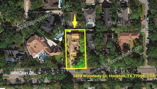 5610 Woodway Dr, Houston, TX 77056 - map / location with property parcel outlined