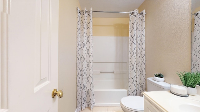 19943 Silver Rock Dr, Katy, TX 77449 - bathroom with shower / bath combo, vanity, and tile patterned floors