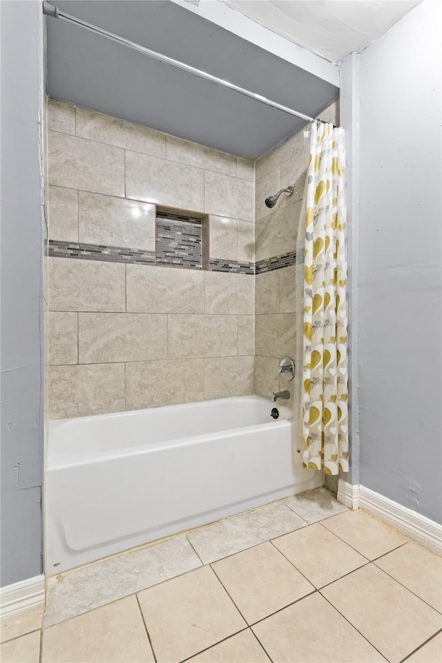 20062 S Pecos Valley Trl, Katy, TX 77449 - bathroom with shower / bath combo with shower curtain and tile patterned flooring