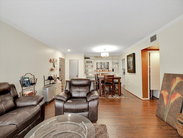 2230 S Piney Point Rd Unit 125, Houston, TX 77063 - living room with dark wood-type flooring, crown molding, and recessed lighting