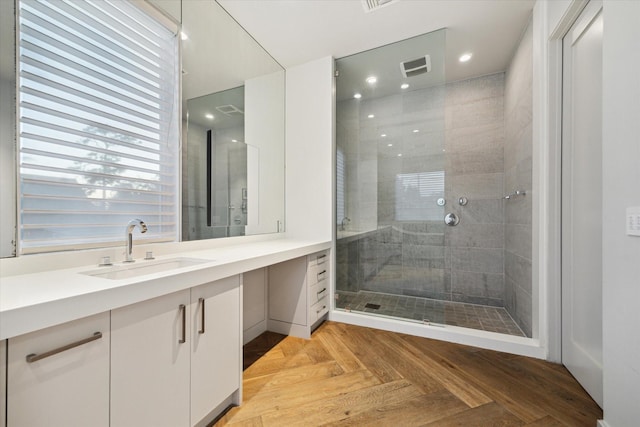 2019 Du Barry Ln, Houston, TX 77018 - bathroom featuring vanity and a tile shower