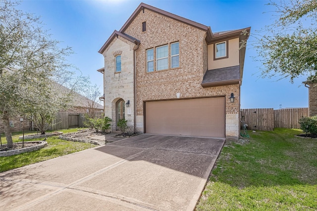 4310 Tilbury Trl, Richmond, TX 77407 - view of front of property featuring a garage, stone siding, concrete driveway, and brick siding
