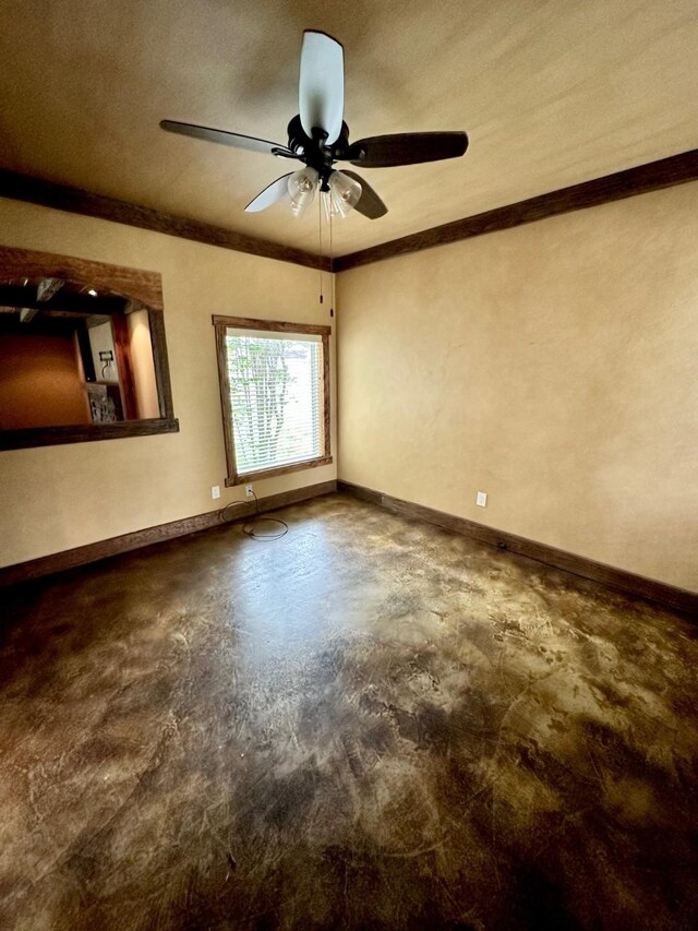 4842 Green Trail Dr, Houston, TX 77084 - unfurnished room with concrete flooring, ornamental molding, and a ceiling fan