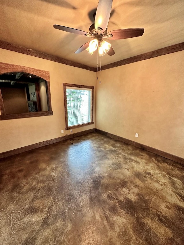 4842 Green Trail Dr, Houston, TX 77084 - unfurnished room featuring concrete flooring, crown molding, and a ceiling fan