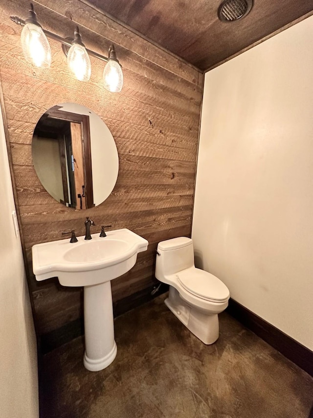 4842 Green Trail Dr, Houston, TX 77084 - bathroom with toilet and wood walls