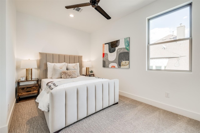 1937 W Clay St, Houston, TX 77019 - carpeted bedroom featuring a ceiling fan and recessed lighting