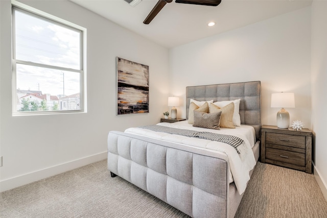 1937 W Clay St, Houston, TX 77019 - carpeted bedroom featuring recessed lighting and a ceiling fan