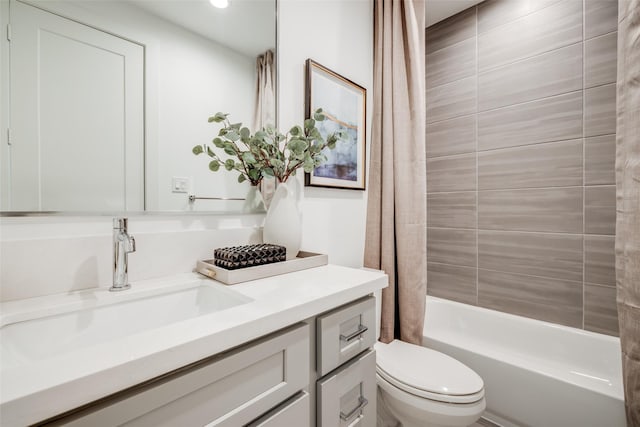 1937 W Clay St, Houston, TX 77019 - bathroom featuring vanity, shower / bath combination with curtain, and recessed lighting
