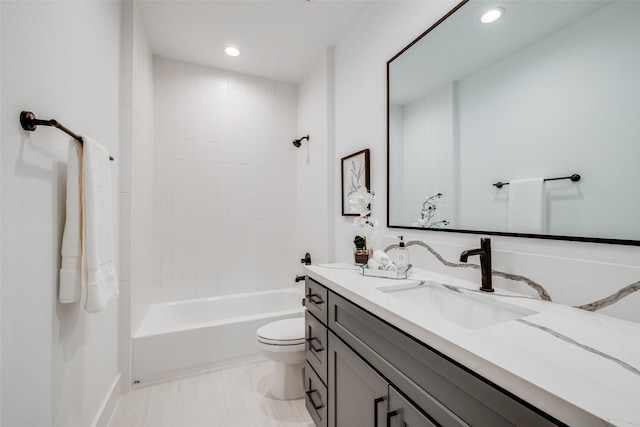 1937 W Clay St, Houston, TX 77019 - full bathroom featuring vanity, tub / shower combination, and recessed lighting