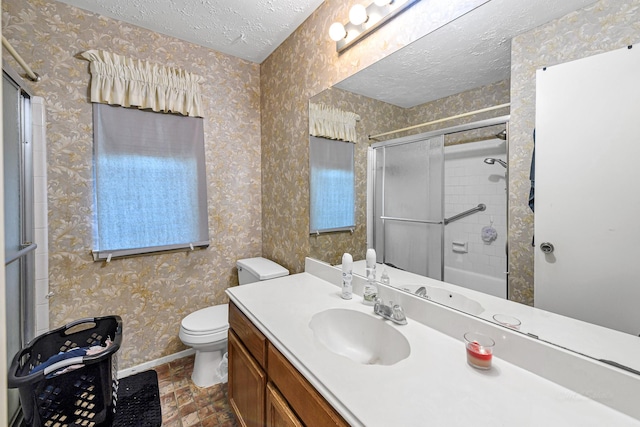 3822 Quiet Place Dr, Houston, TX 77082 - full bath featuring vanity, a textured ceiling, and wallpapered walls