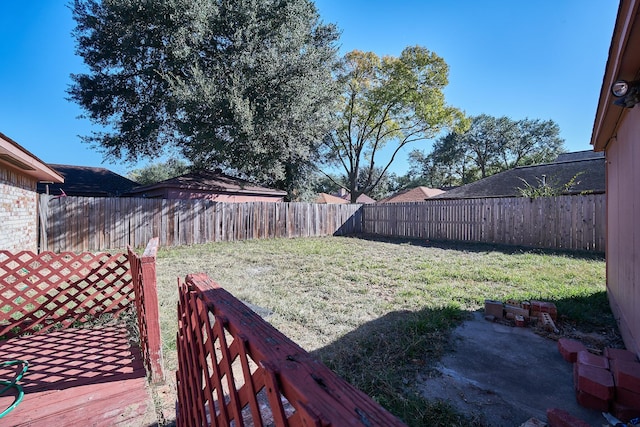 14835 Delbarton Dr, Houston, TX 77083 - fenced backyard featuring a wooden deck