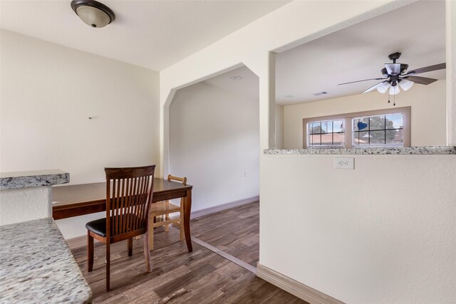 1407 Craig Dr, Galena Park, TX 77547 - dining space with wood finished floors and a ceiling fan