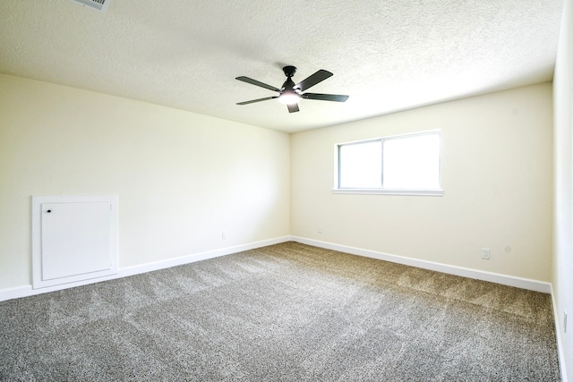6303 Tamar Dr, Pasadena, TX 77503 - empty room featuring carpet flooring, a ceiling fan, and a textured ceiling